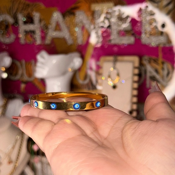 Brown Bangle with Blue Accents - Picture 2 of 2